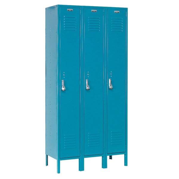 Global Industrial 1-Tier 3 Door Locker, 12Wx12Dx60H, Blue, Assembled 652161BL